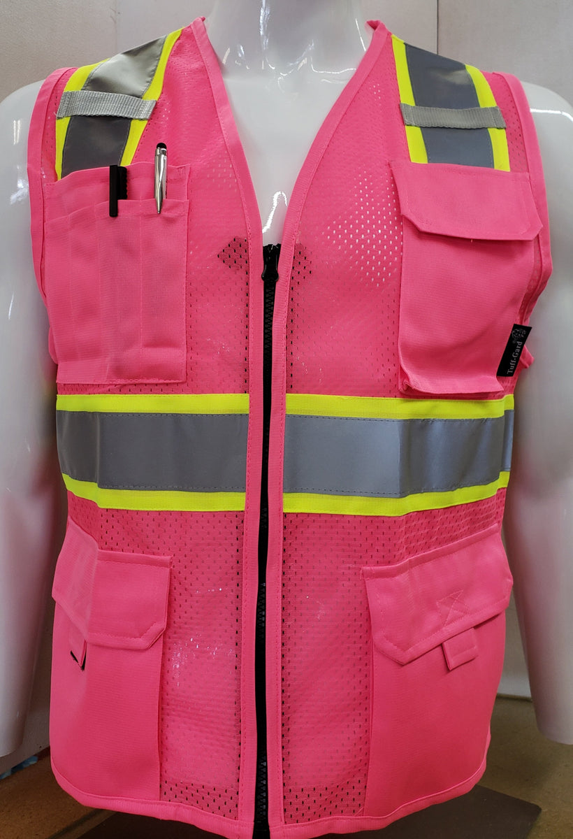 FX Two Tone Pink Safety Vest with 6 Pockets RG Safety