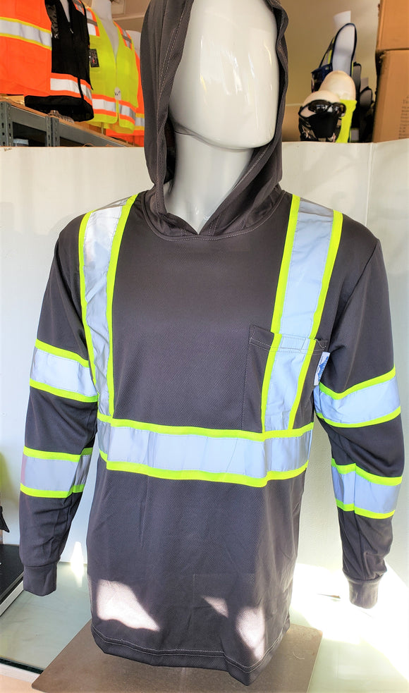FX Two Tone Gray Safety Long Sleeve Shirt with hoodie