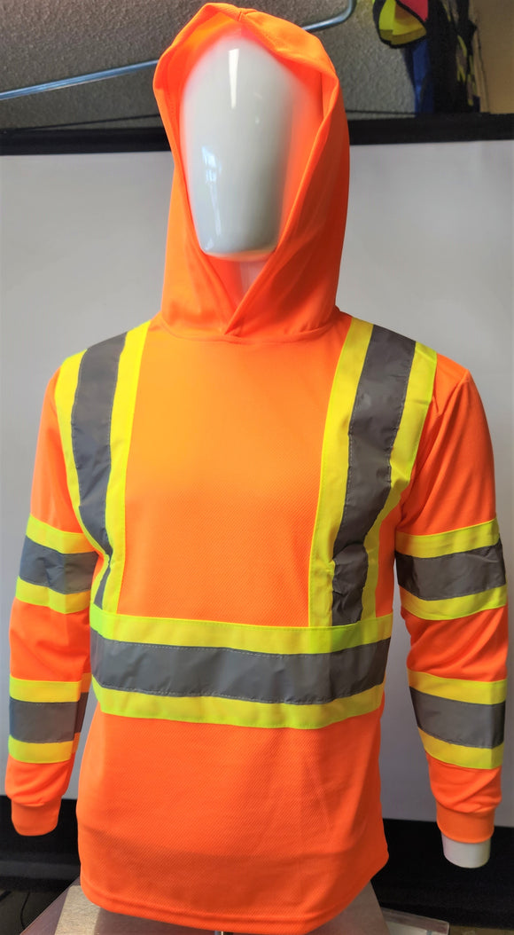 TFX Two Tone Orange Safety Long Sleeve Shirt with hoodie