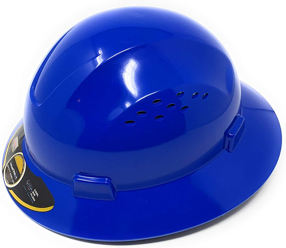 HDPE Blue Full Brim Hard Hat with Fas-trac Suspension