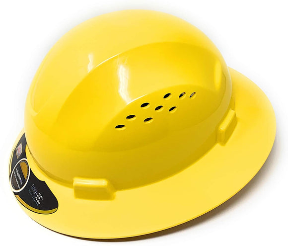 HDPE Yellow Full Brim Hard Hat with Fas-trac Suspension