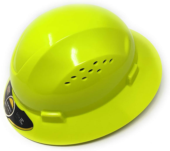 HDPE Lime Full Brim Hard Hat with Fas-trac Suspension