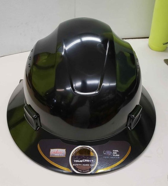 HDPE Safety Black Full Brim Hard Hat with Fas-trac Suspension