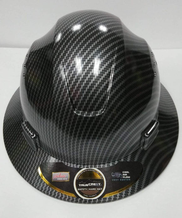 HDPE  Black/silver Hydro Dipped Full Brim Hard Hat with Fas-trac Suspension