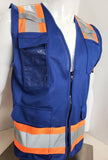 FX Two Tone Blue Safety Vest with clear ID Pocket (Knitted Fabric Front & Back)