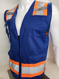 FX Two Tone Blue Safety Vest with clear ID Pocket (Knitted Fabric Front & Back)