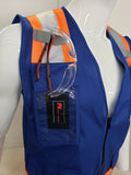 FX Two Tone Blue Safety Vest with clear ID Pocket (Knitted Fabric Front & Back)