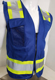 FX Two Tone Blue Safety Vest with clear ID Pocket (Knitted Fabric Front & Back)