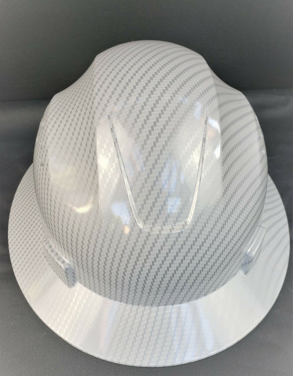 HDPE  White Hydro Dipped Full Brim Hard Hat with Fas-trac Suspension