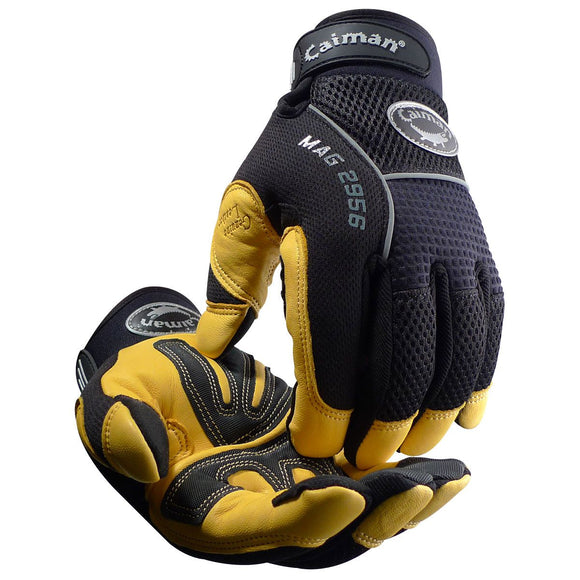 Grain Leather Padded Palm Knuckle Protection Touchscreen Mechanics Gloves