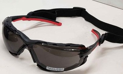 Falcon Safety Glasses-Anti Fog Smoke Lens w/Foam Lined Gasket and cord