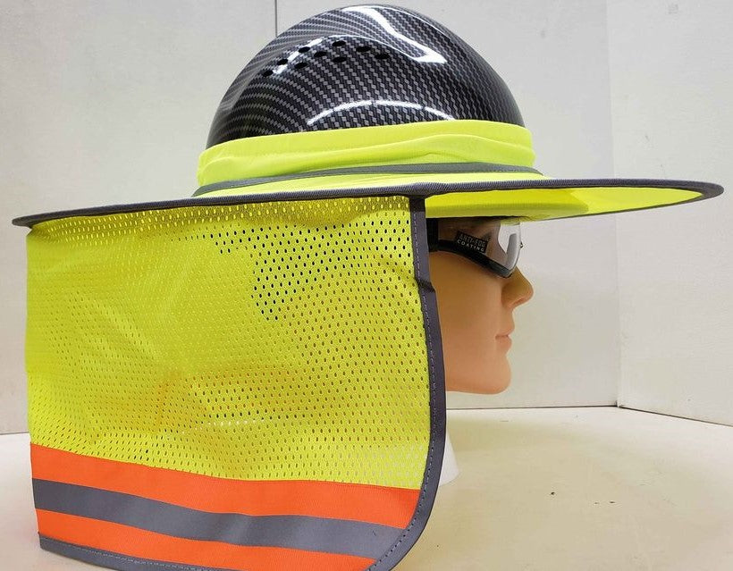 Yellow HI Visibility Reflective Hard Hat Neck Shade with Visor for Ful – RG  Safety