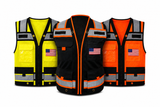 Custom Flag on Class 2 Two Tone High Visibility Reflective Safety Vest  - AVAILABLE IN VARIOUS COLORS (MODEL SV815)