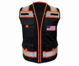 Custom Flag on Class 2 Two Tone High Visibility Reflective Safety Vest  - AVAILABLE IN VARIOUS COLORS (MODEL SV815)