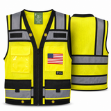 Custom Flag on Class 2 Two Tone High Visibility Reflective Safety Vest  - AVAILABLE IN VARIOUS COLORS (MODEL SV815)