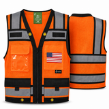 Custom Flag on Class 2 Two Tone High Visibility Reflective Safety Vest  - AVAILABLE IN VARIOUS COLORS (MODEL SV815)