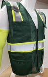 Two Tone Green Safety Vest with 6 Pockets