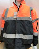 CLASS III ORANGE Reflective Safety Waterproof Bomber Jacket with hood