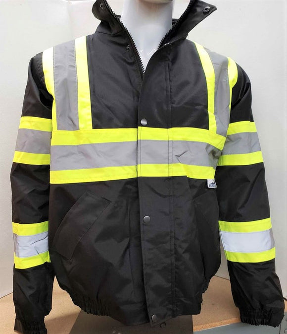 Black Reflective Safety Waterproof Bomber Jacket