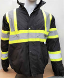 Black Reflective Safety Waterproof Bomber Jacket