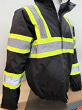 Black Reflective Safety Waterproof Bomber Jacket