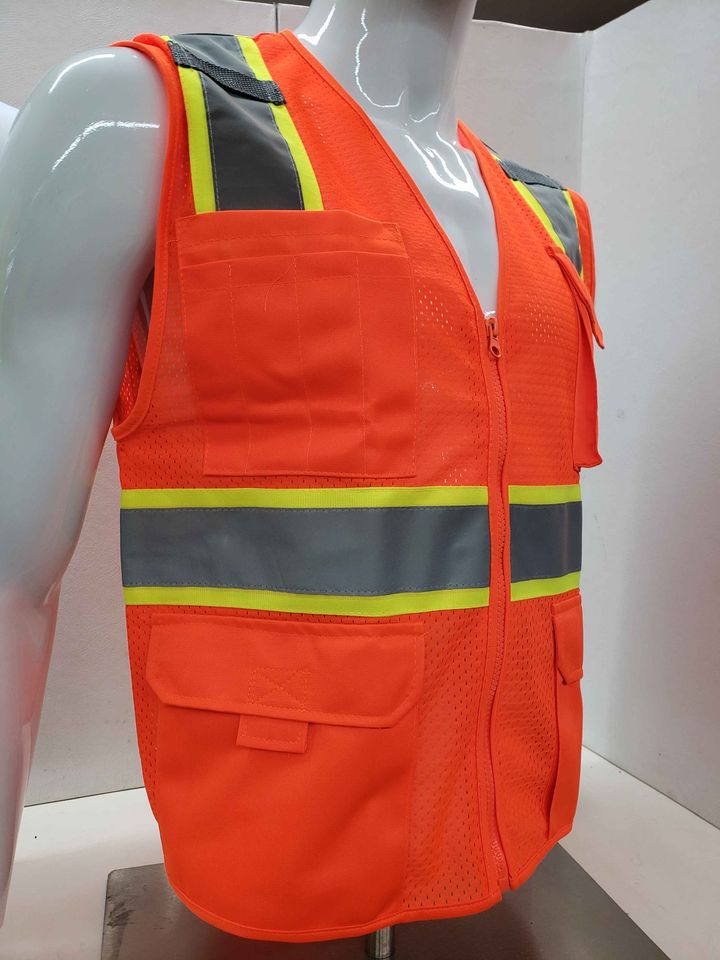 FX Class 2 Two Tone Orange Safety Vest with 6 Pockets – RG Safety