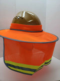 ORANGE HI Visibility Reflective Hard Hat Neck Shade with Visor for Full Brim Hard Hats