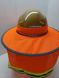 ORANGE HI Visibility Reflective Hard Hat Neck Shade with Visor for Full Brim Hard Hats