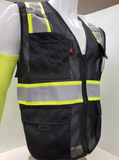 FX Two Tone Black Safety Vest with 6 Pockets