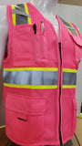 FX Two Tone Pink Safety Vest with 6 Pockets