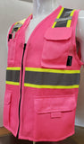 FX Two Tone Pink Safety Vest with 6 Pockets