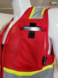 Two Tone Red Safety Vest with 6 Pockets