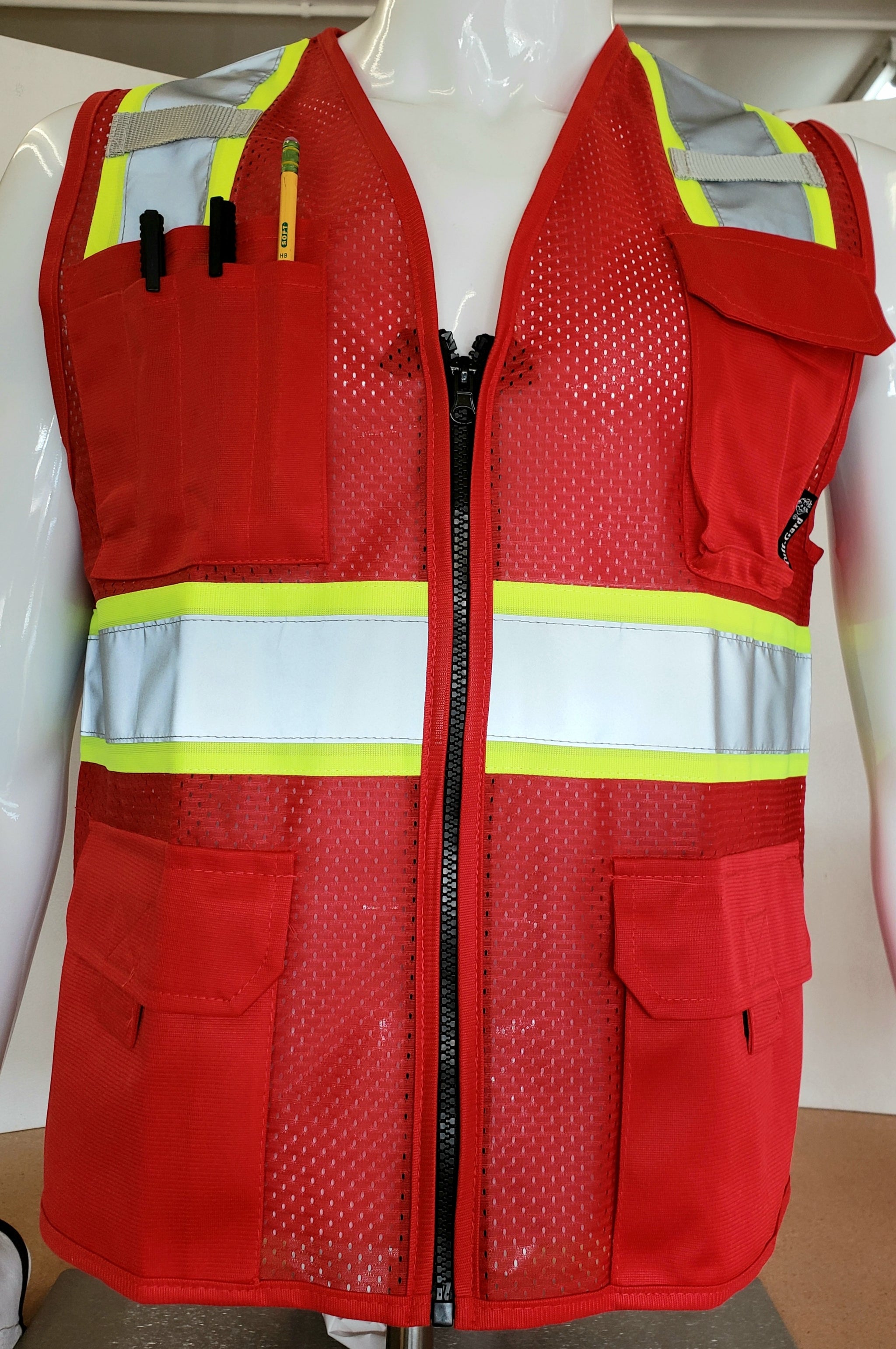 Speedyweb 5-Point Tear-Away Reflective Safety Vest – Class 2, CSA & ANSI Compliant, Red Mesh, Micro Prisma Technology, Sizes 1/2/5 Pack