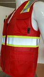Two Tone Red Safety Vest with 6 Pockets