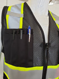 Two Tone Black Safety Vest with 6 Pockets