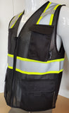 Two Tone Black Safety Vest with 6 Pockets