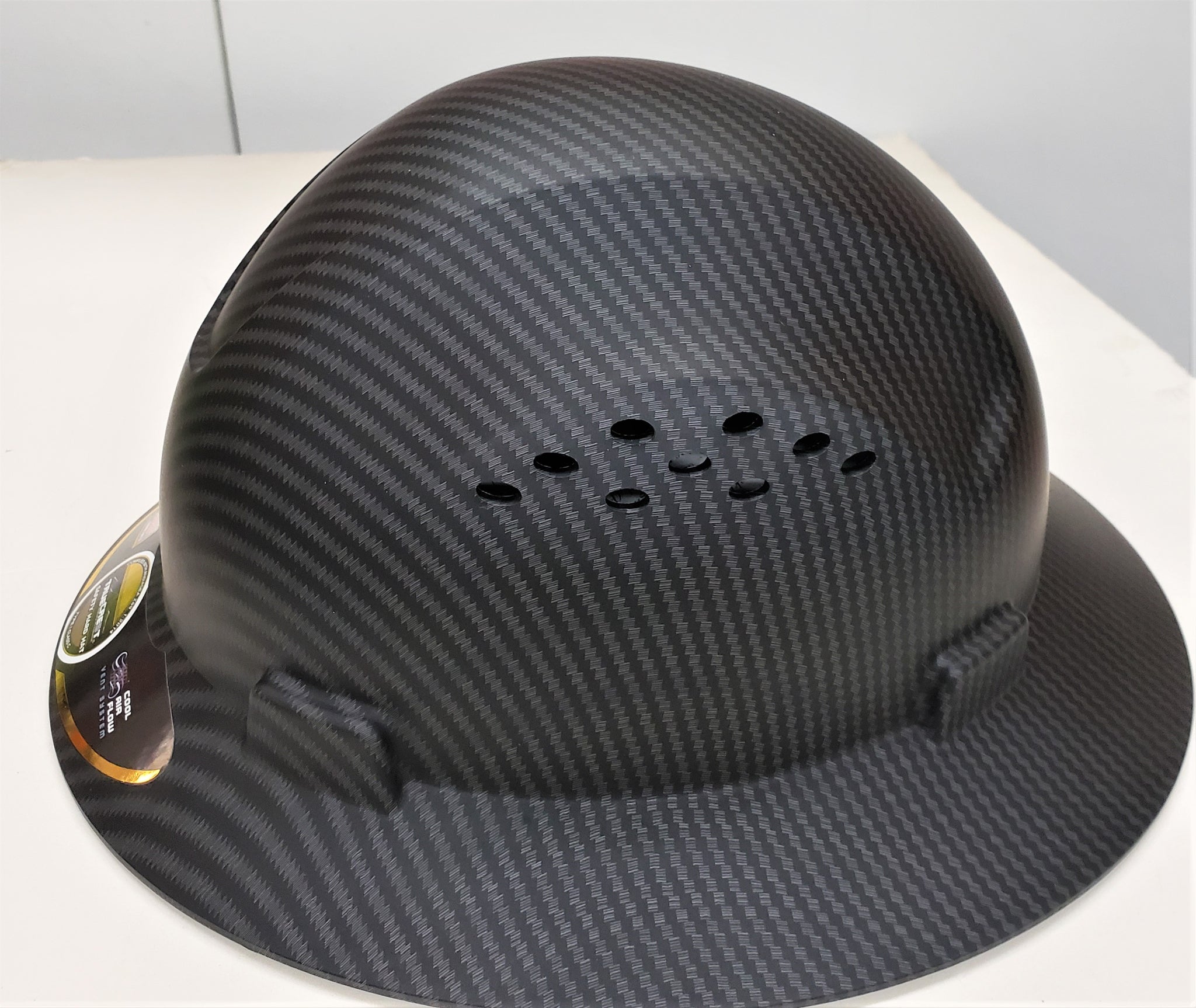 Matte Black Hydro Dipped Full Brim Hard Hat with Fas trac Suspension RG Safety