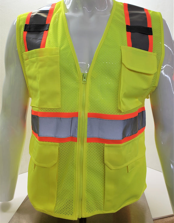 FX Class 2 Two Tone Yellow Safety Vest with 6 Pockets