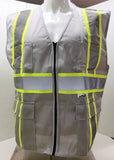 Two Tone Gray Safety Vest with 6 Pockets