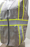 Two Tone Gray Safety Vest with 6 Pockets