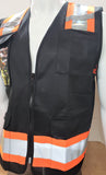 FX Two Tone Black Safety Vest with clear ID Pocket (Knitted Fabric Front & Back)