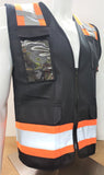 FX Two Tone Black Safety Vest with clear ID Pocket (Knitted Fabric Front & Back)