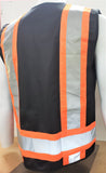 FX Two Tone Black Safety Vest with clear ID Pocket (Knitted Fabric Front & Back)