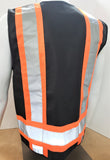 FX Two Tone Black Safety Vest with clear ID Pocket (Knitted Fabric Front & Back)