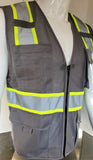 Two Tone GRAY Safety Vest with 6 Pockets