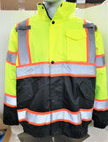 CLASS III Yellow Reflective Safety Waterproof Bomber Jacket with hood