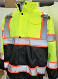 CLASS III Yellow Reflective Safety Waterproof Bomber Jacket with hood