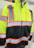 CLASS III Yellow Reflective Safety Waterproof Bomber Jacket with hood