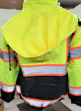 CLASS III Yellow Reflective Safety Waterproof Bomber Jacket with hood