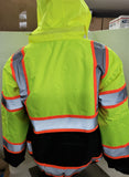 CLASS III Yellow Reflective Safety Waterproof Bomber Jacket with hood